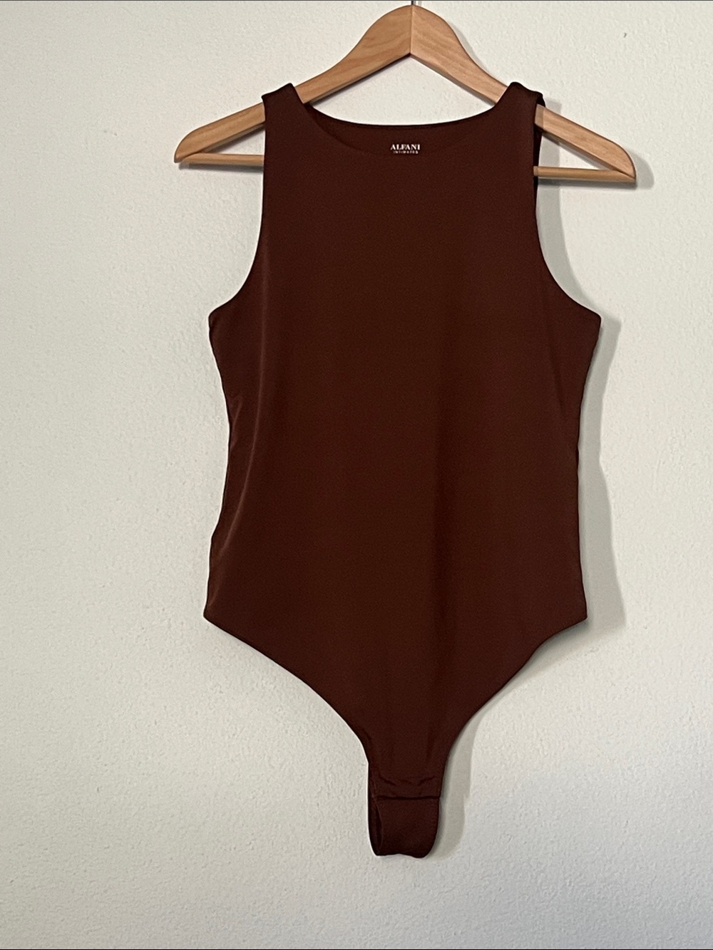Alfani Brown Sleeveless High-Neck Bodysuit
